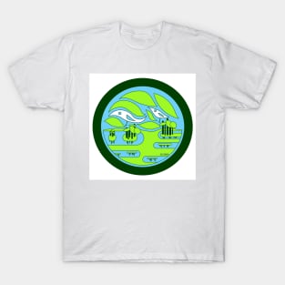 Ecopop landscape wetland in Birds nest logo art T-Shirt